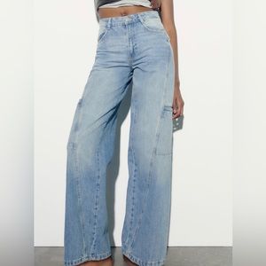 zara cargo jeans wide leg